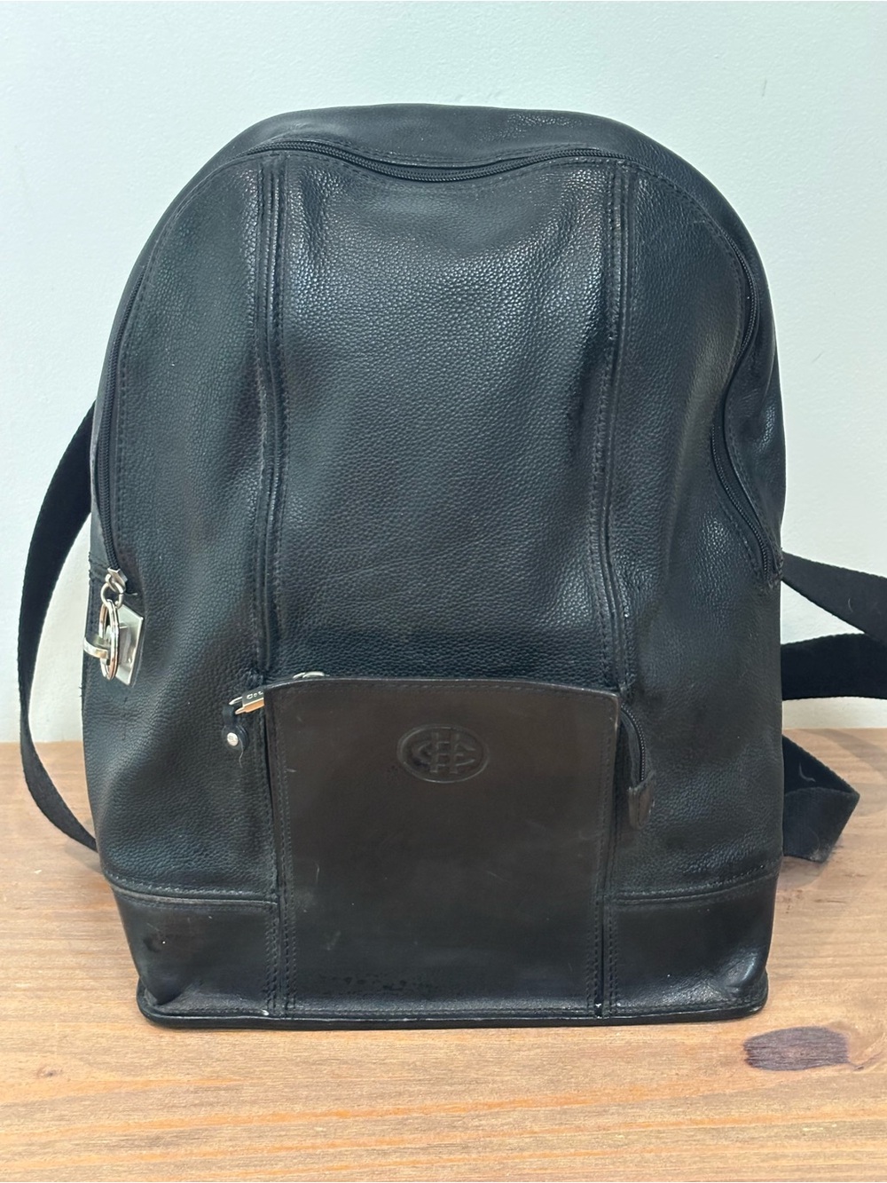 Vintage 90s Cole Haan black peeled leather full sized backpack $378